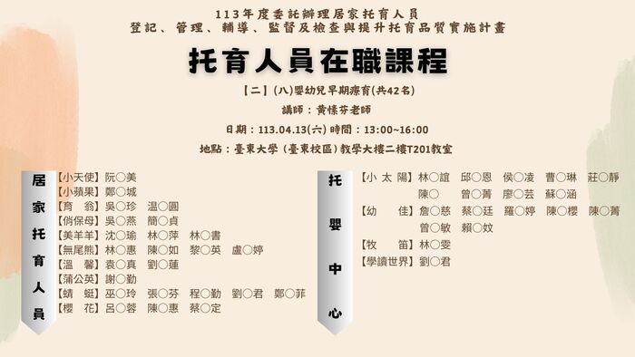 113年度托育人員在職選課公布名單(4月份已公布)圖片